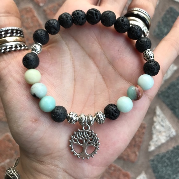 Amazonite lava oil diffuser tree of life bracelet - Picture 4 of 8
